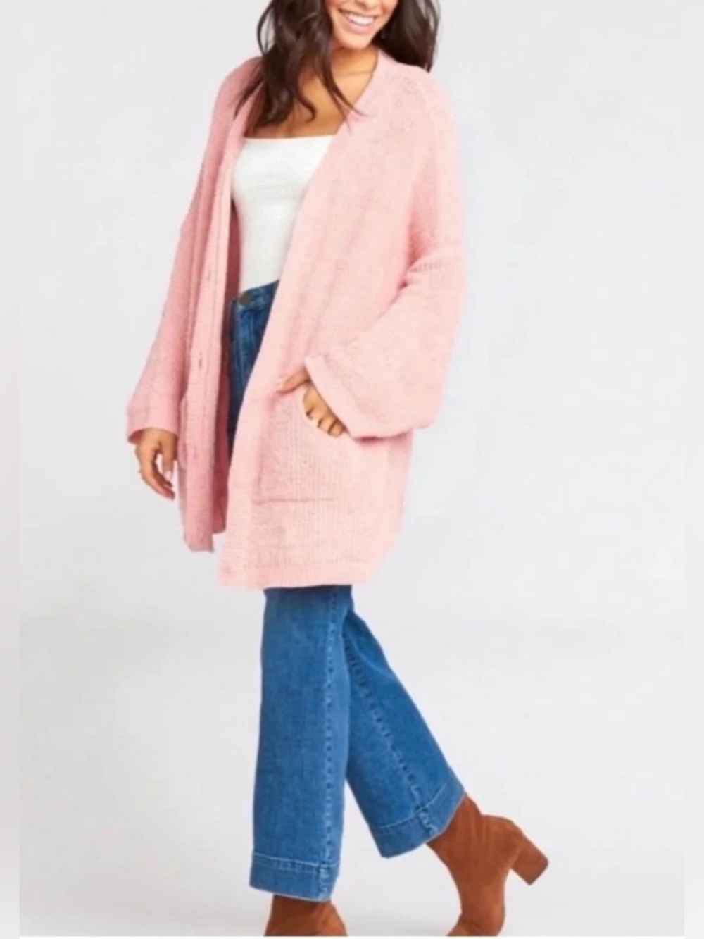 Show Me Your Mumu Easy Cardigan Pretty Pink Chenille Sweater Small